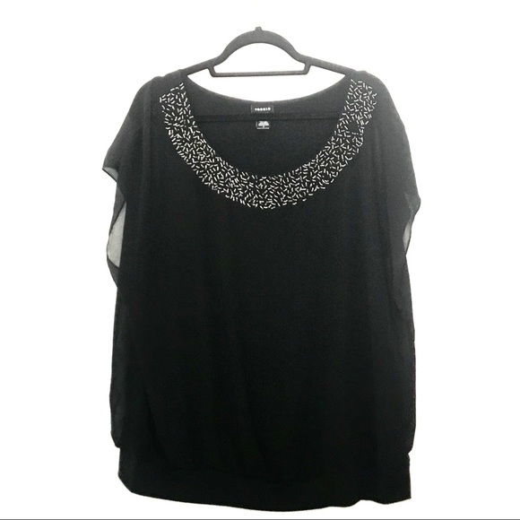 GORGEOUS BLACK CHIFFON EMBELLISHED TOP - Picture 7 of 16